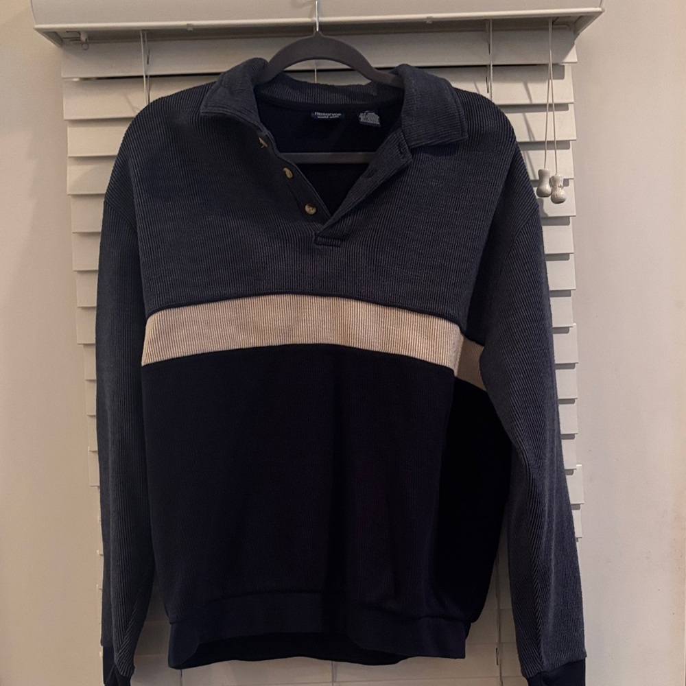 Classic Navy and Cream Men's Sweater